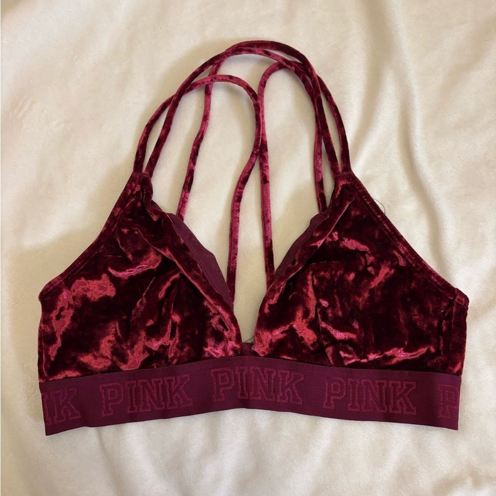 PINK Victoria's Secret Velvet Bralette in Maroon